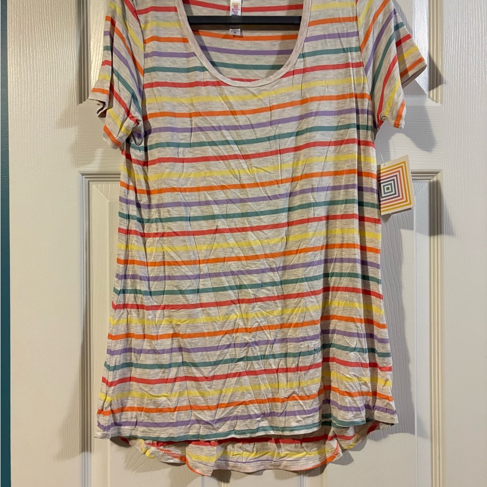 LuLaRoe Multicolor Striped Short Sleeve Tee